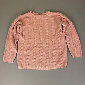 Pastille Silk Knit Sweater Women's Medium Pink Cable Knit Pullover Vintage Y2K